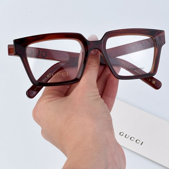 Gucci GG1725O 002 BRAND NEW Eyeglasses Brown Unisex Square